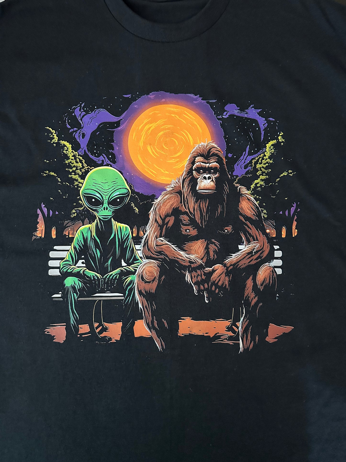 Short Sleeve T Shirt - Alien and Bigfoot Hanging Out