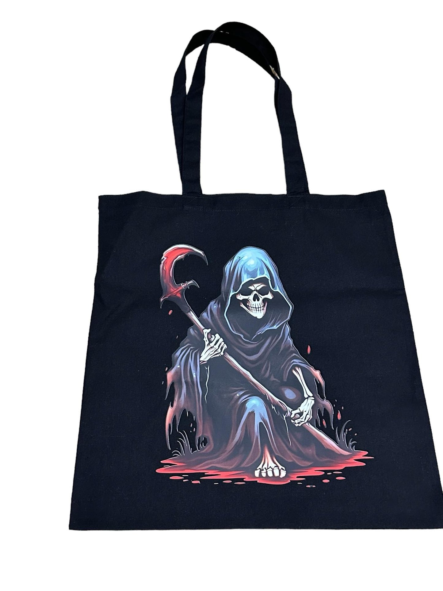 Custom Natural Canvas Shopping Bag - Grim Reaper