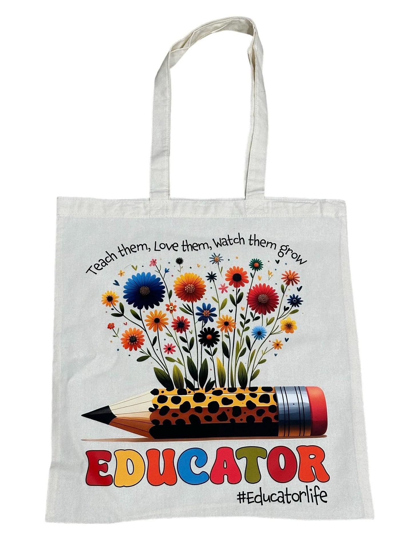 Custom Natural Canvas Shopping Bag - Educator