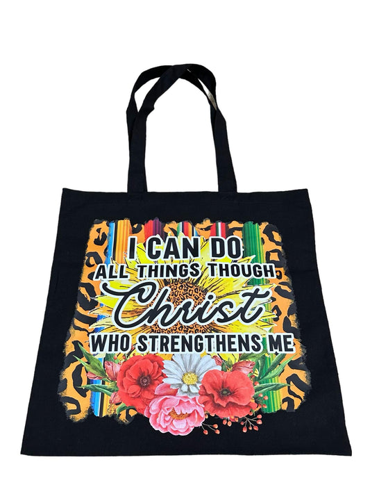 Custom Natural Canvas Shopping Bag - Do all Things Through Christ