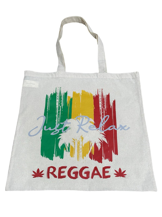 Custom Natural Canvas Shopping Bag - Just Relax Reggae