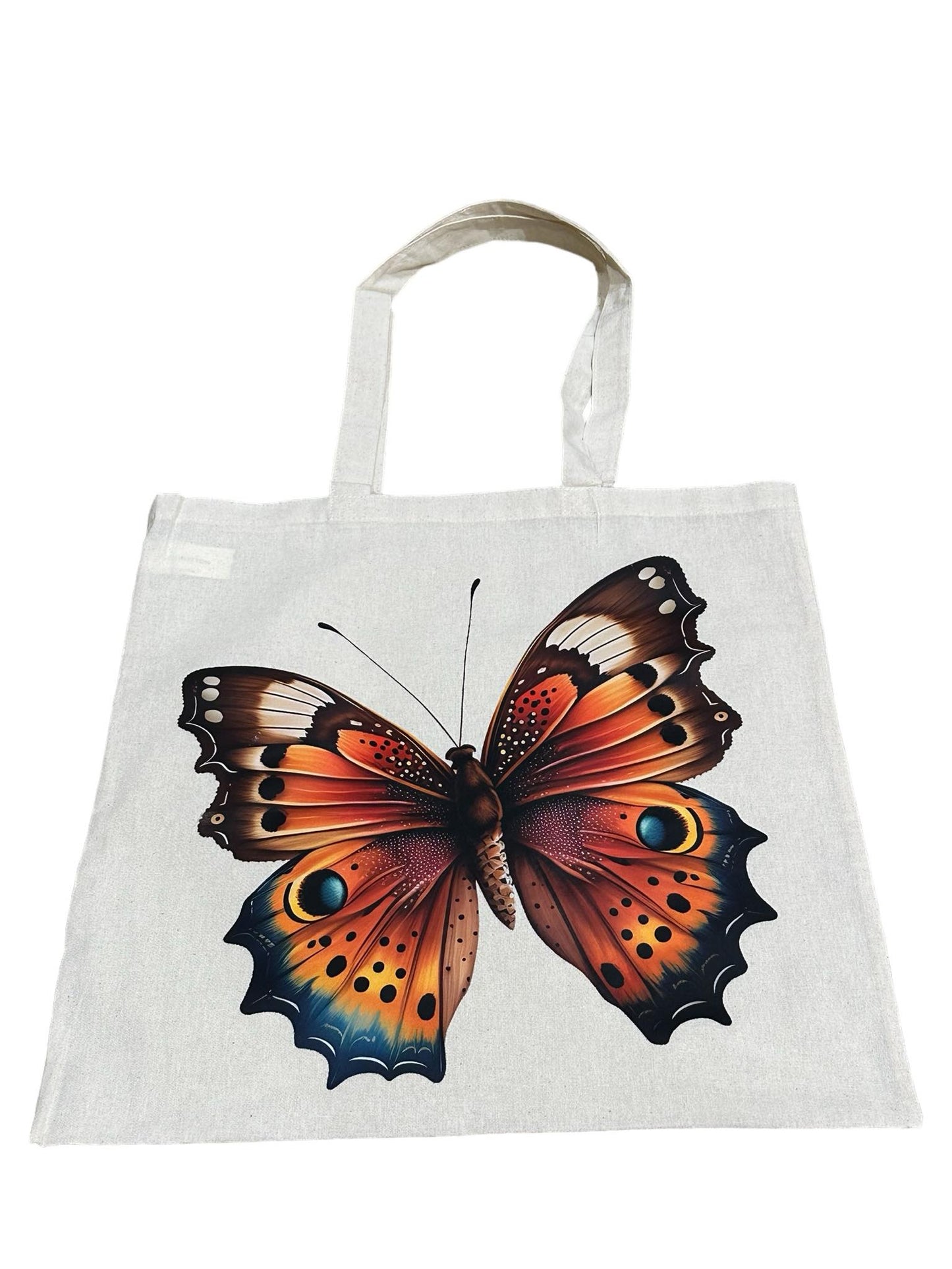 Custom Natural Canvas Shopping Bag - Butterfly