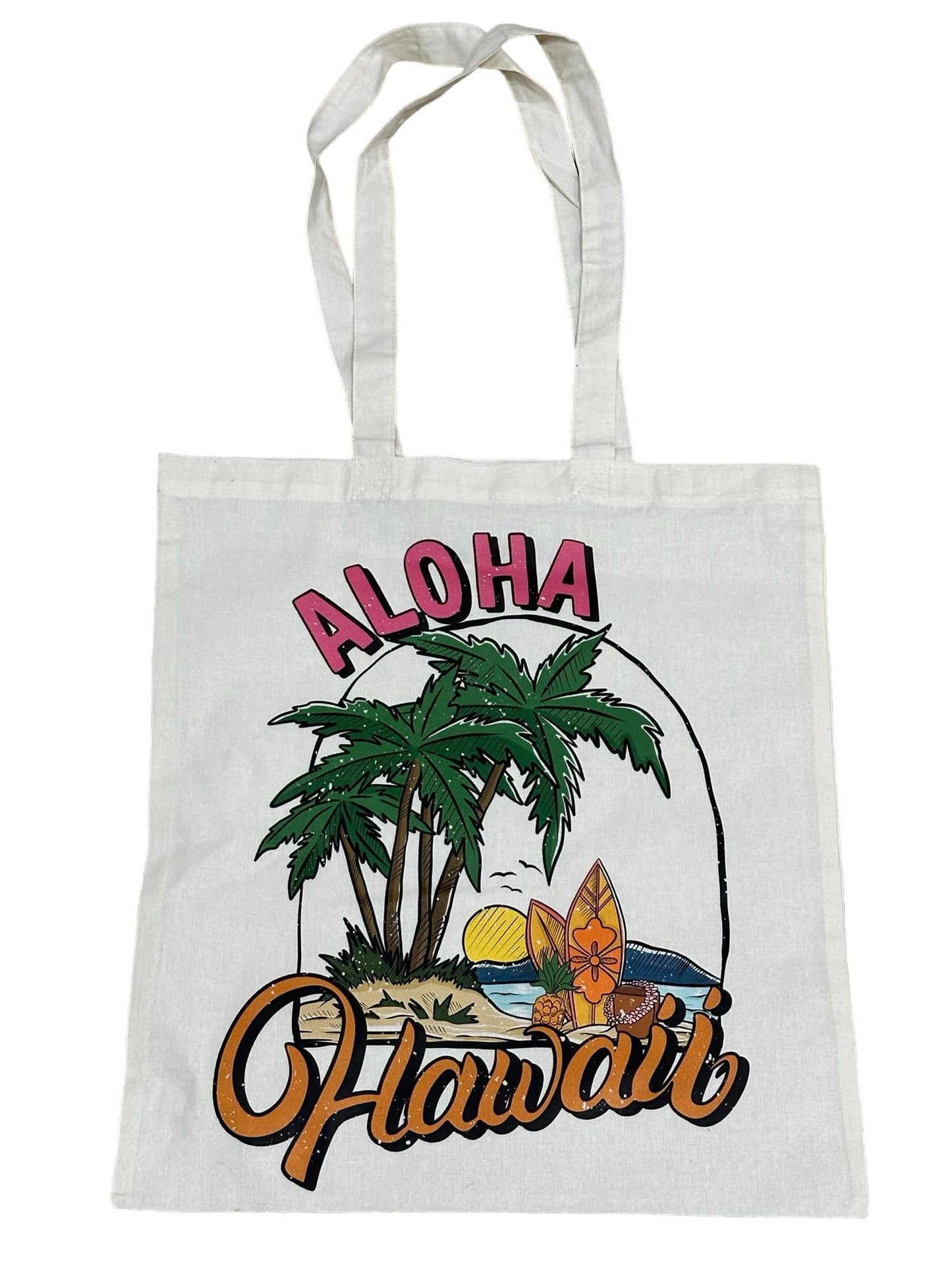 Custom Natural Canvas Shopping Bag - Aloha Hawaii 2