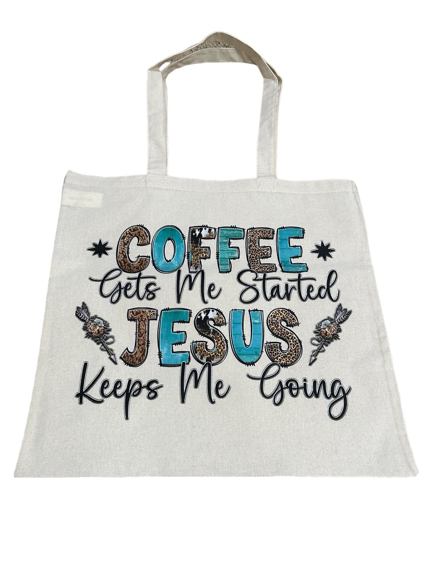 Custom Natural Canvas Shopping Bag - Coffee with Jesus