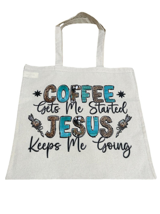 Custom Natural Canvas Shopping Bag - Coffee with Jesus