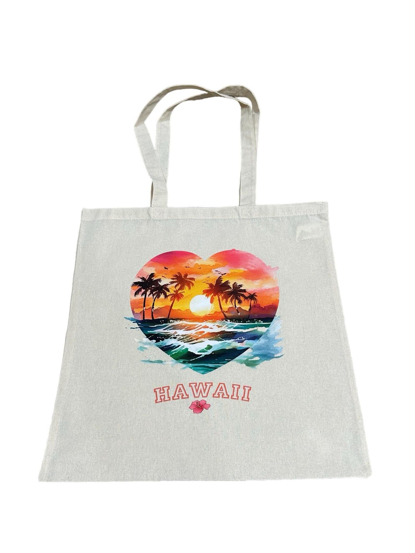 Custom Natural Canvas Shopping Bag - Hawaii Sunset