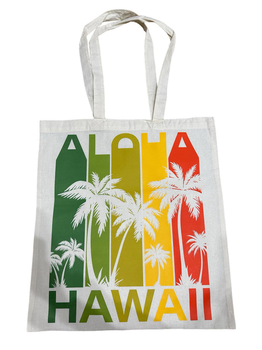 Custom Natural Canvas Shopping Bag - Aloha Hawaii Palms