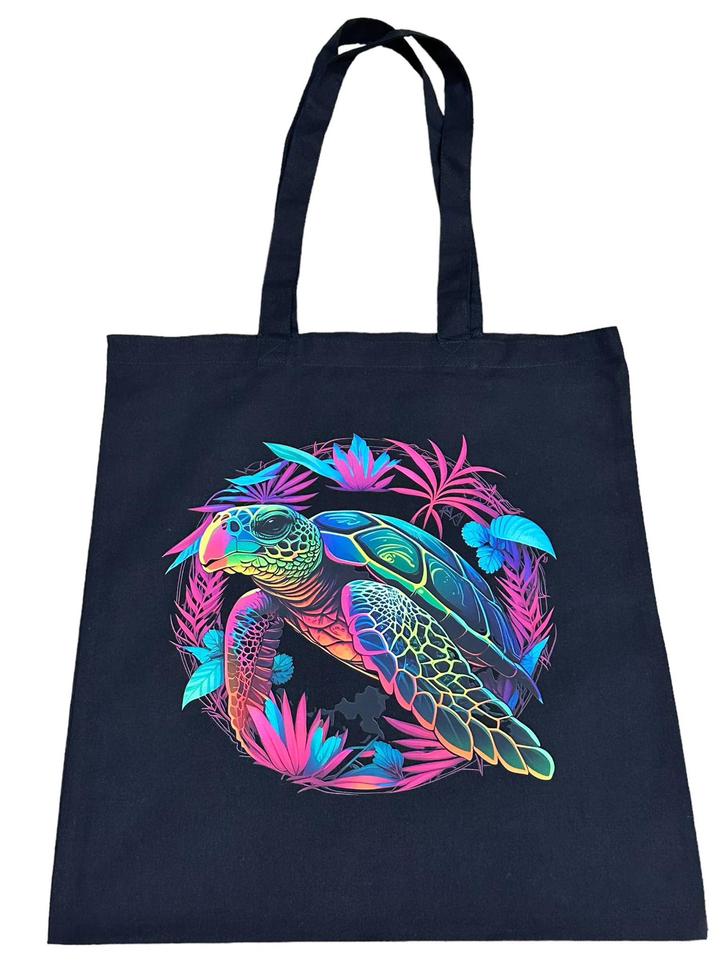 Custom Natural Canvas Shopping Bag - Sea Turtle