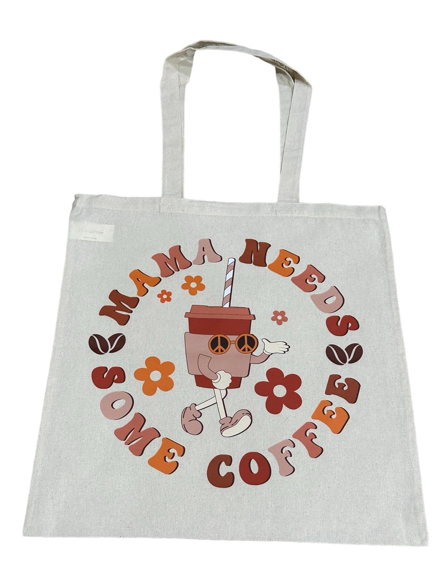 Custom Natural Canvas Shopping Bag - Mama Needs Some Coffee