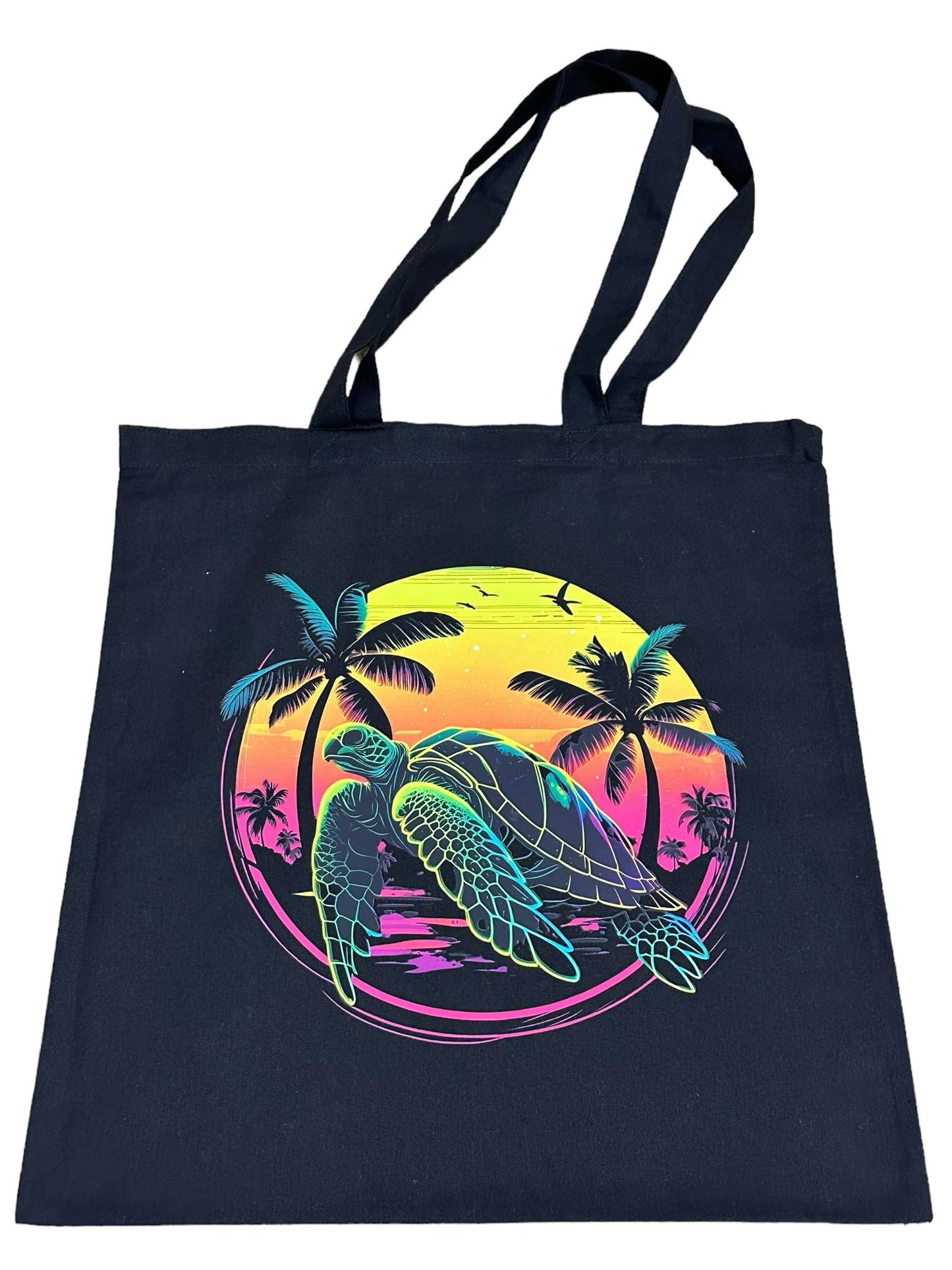 Custom Natural Canvas Shopping Bag - Sea Turtle 3