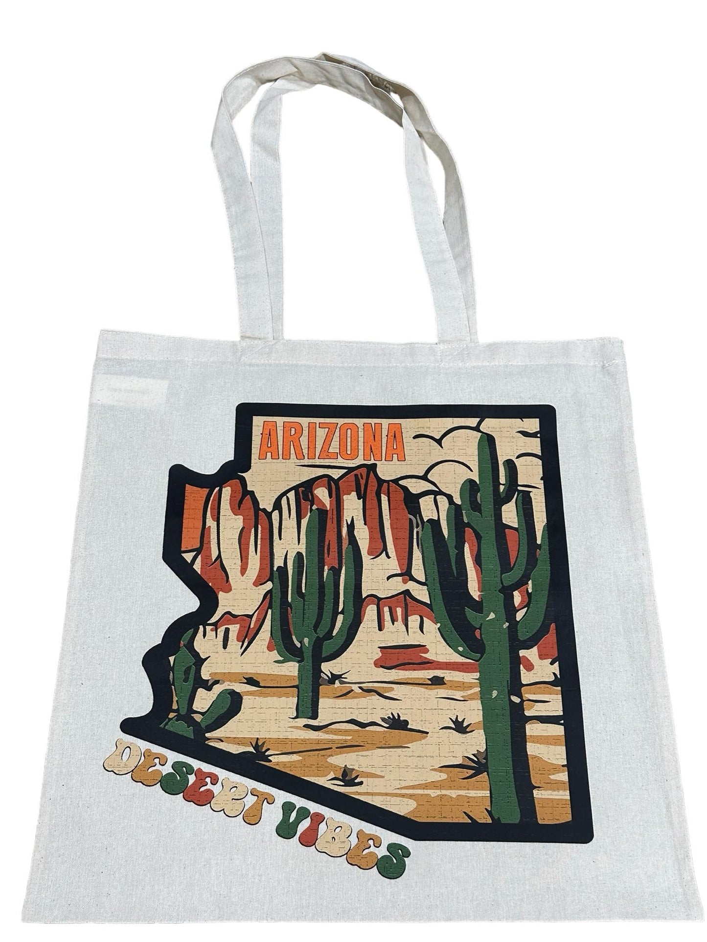 Custom Natural Canvas Shopping Bag - Arizona Desert Vibes