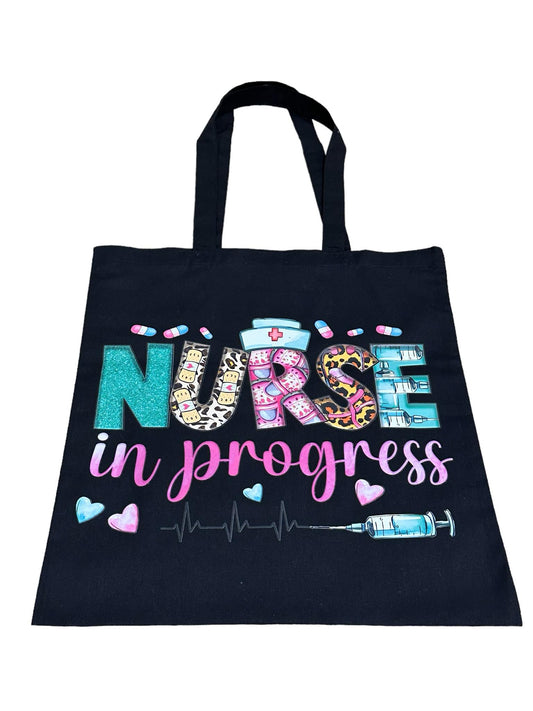 Custom Natural Canvas Shopping Bag - Nurse In Progress