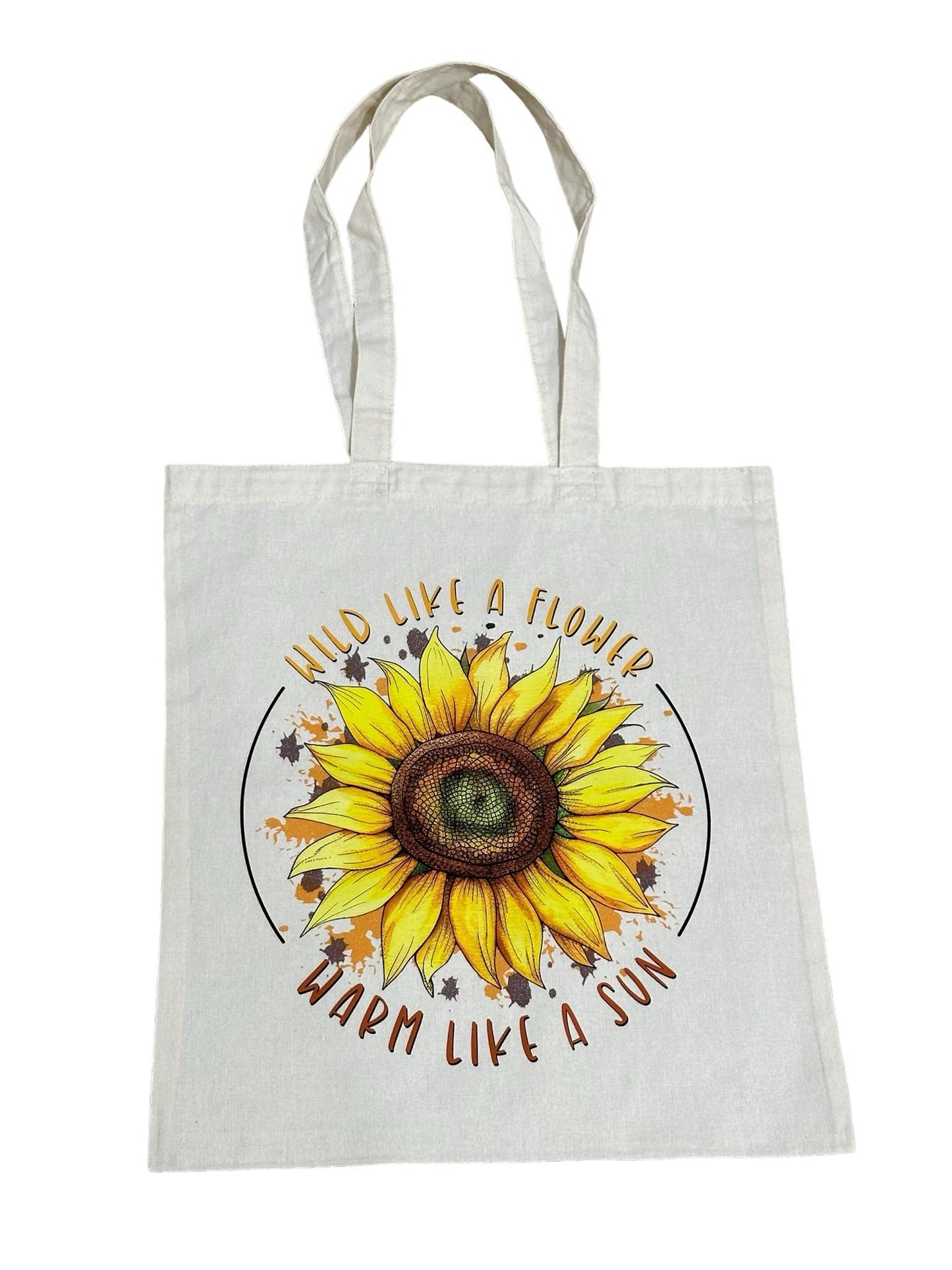 Custom Natural Canvas Shopping Bag - Wild Like a Flower Warm Like a Son