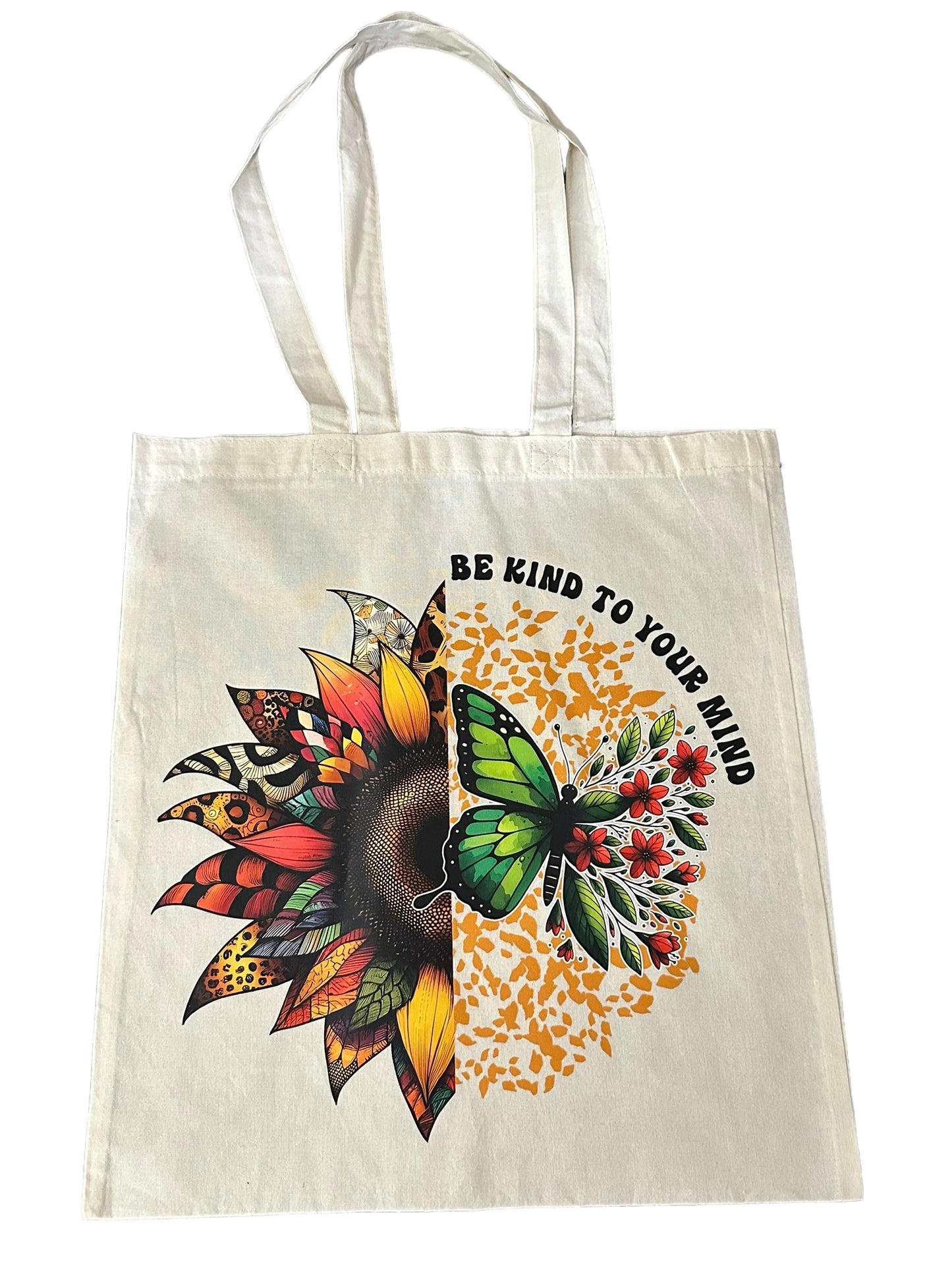 Custom Natural Canvas Shopping Bag - Be Kind To Your Mind