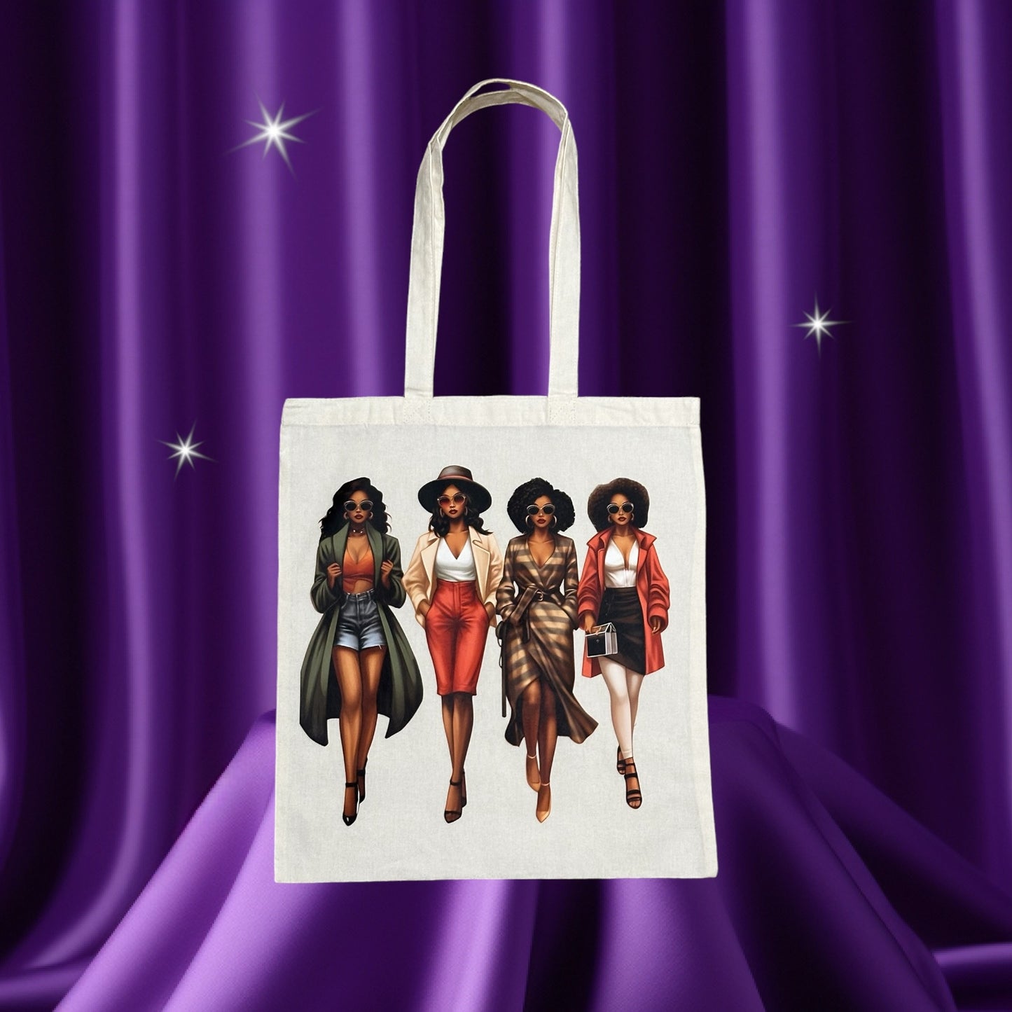 Custom Natural Canvas Shopping Bag - Sistahs Two