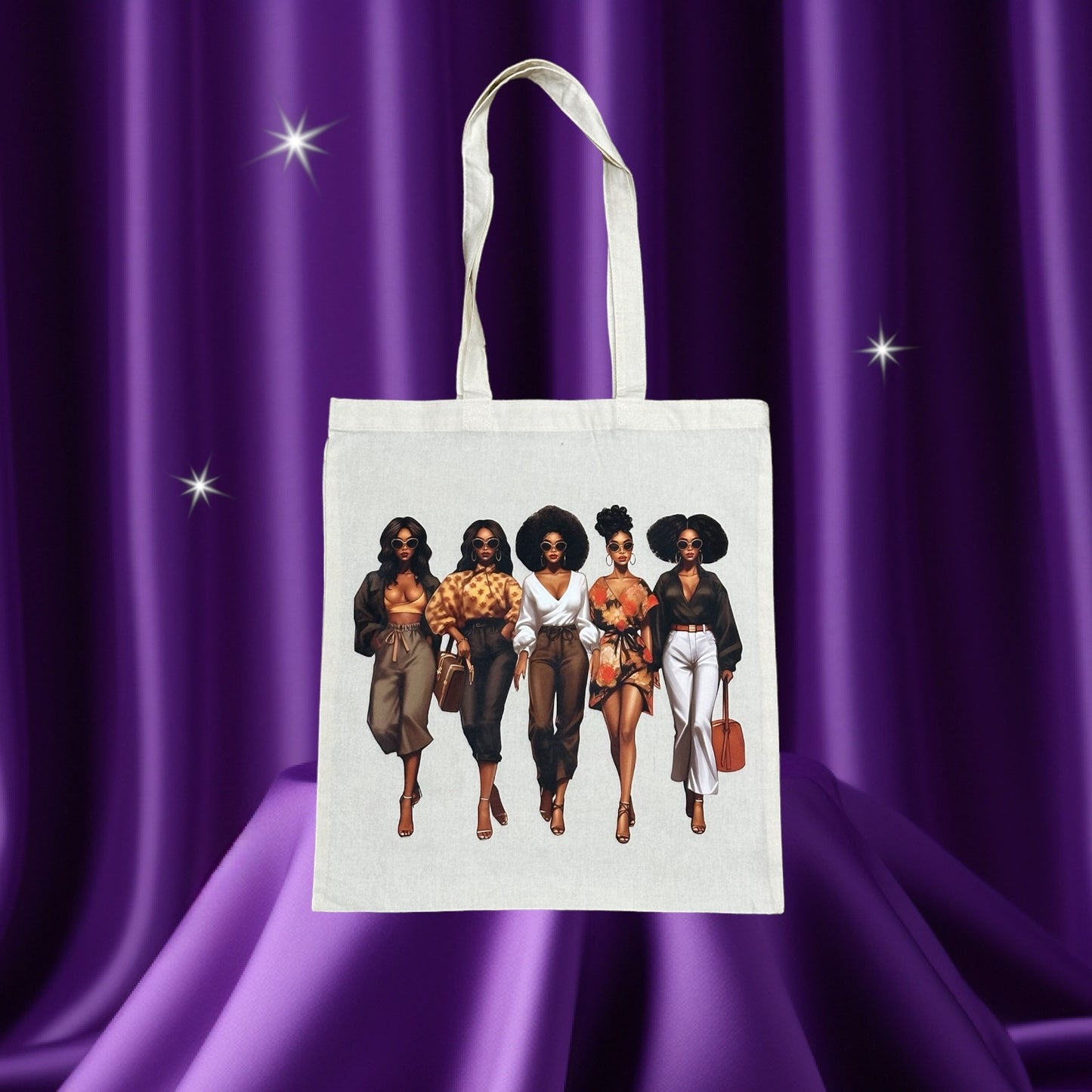 Custom Natural Canvas Shopping Bag - Sistahs Four