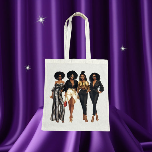 Custom Natural Canvas Shopping Bag - Sistahs Five