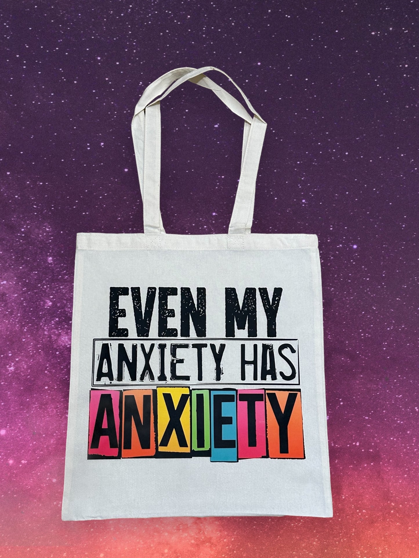 Custom Natural Canvas Shopping Bag - Even My Anxiety Has Anxiety