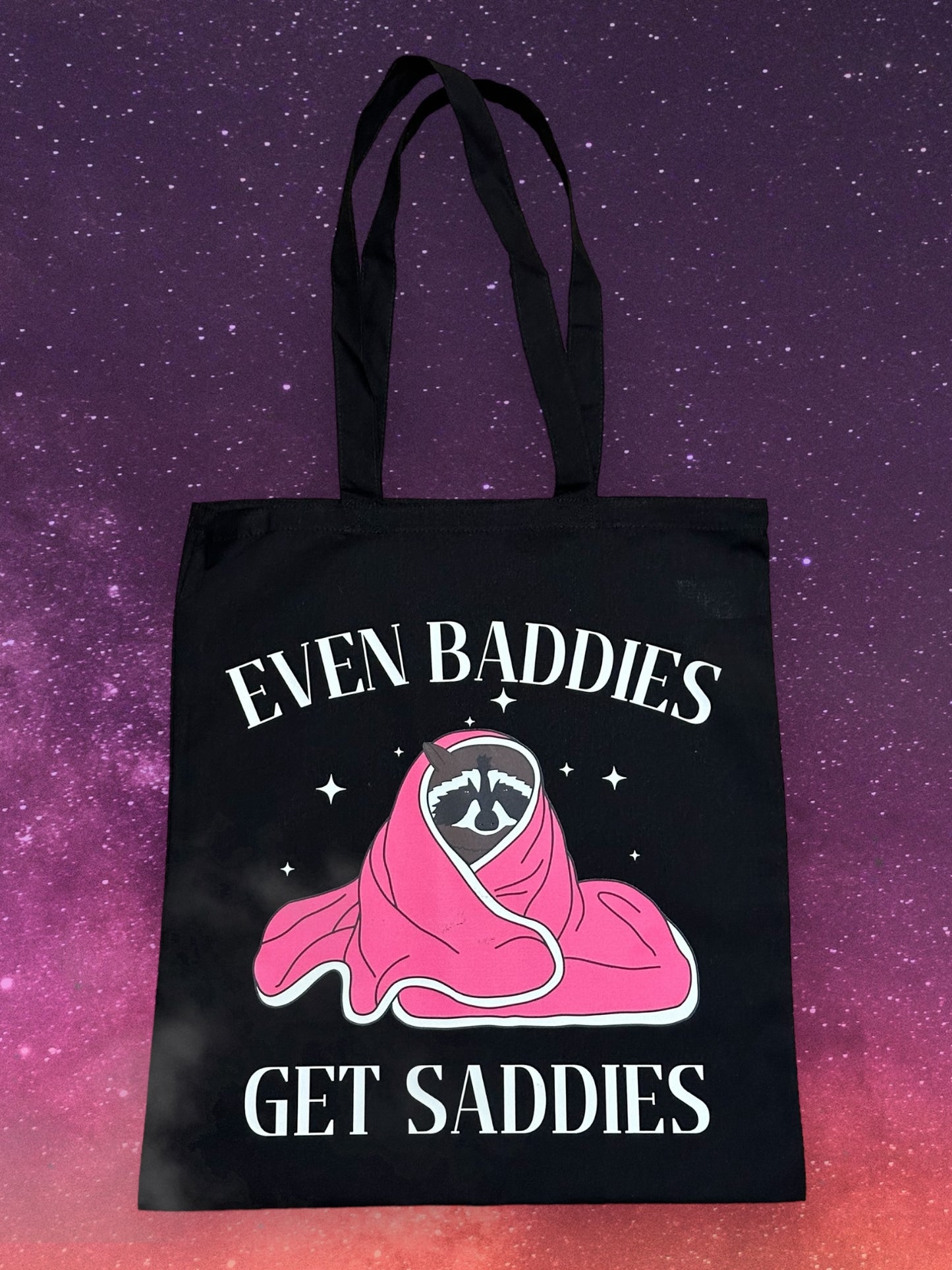 Custom Natural Canvas Shopping Bag - Even Baddies get Saddies