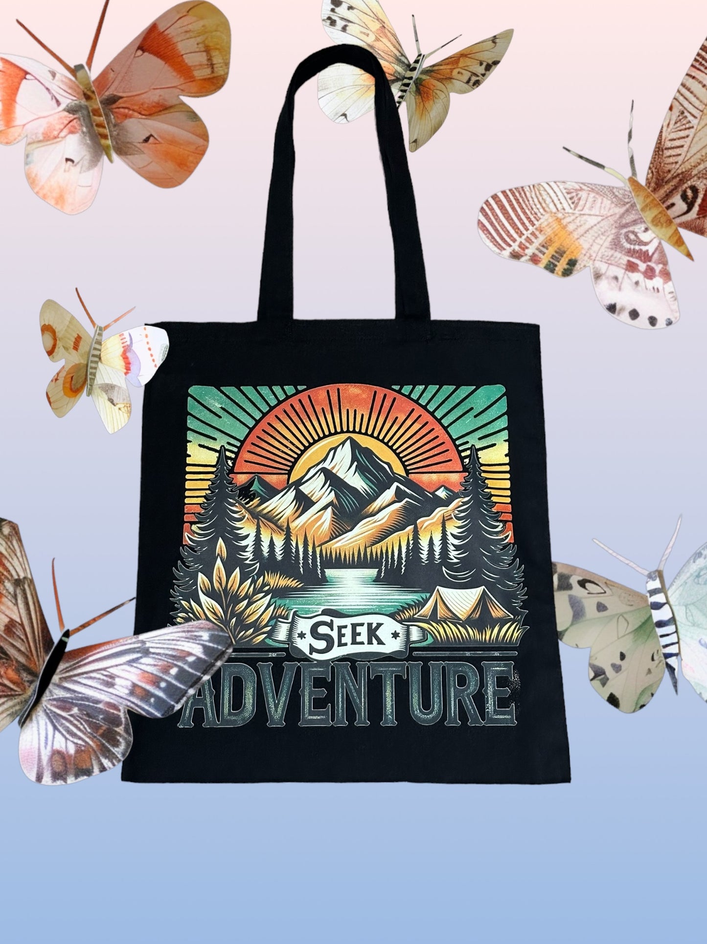 Custom Natural Canvas Shopping Bag - Seek Adventure