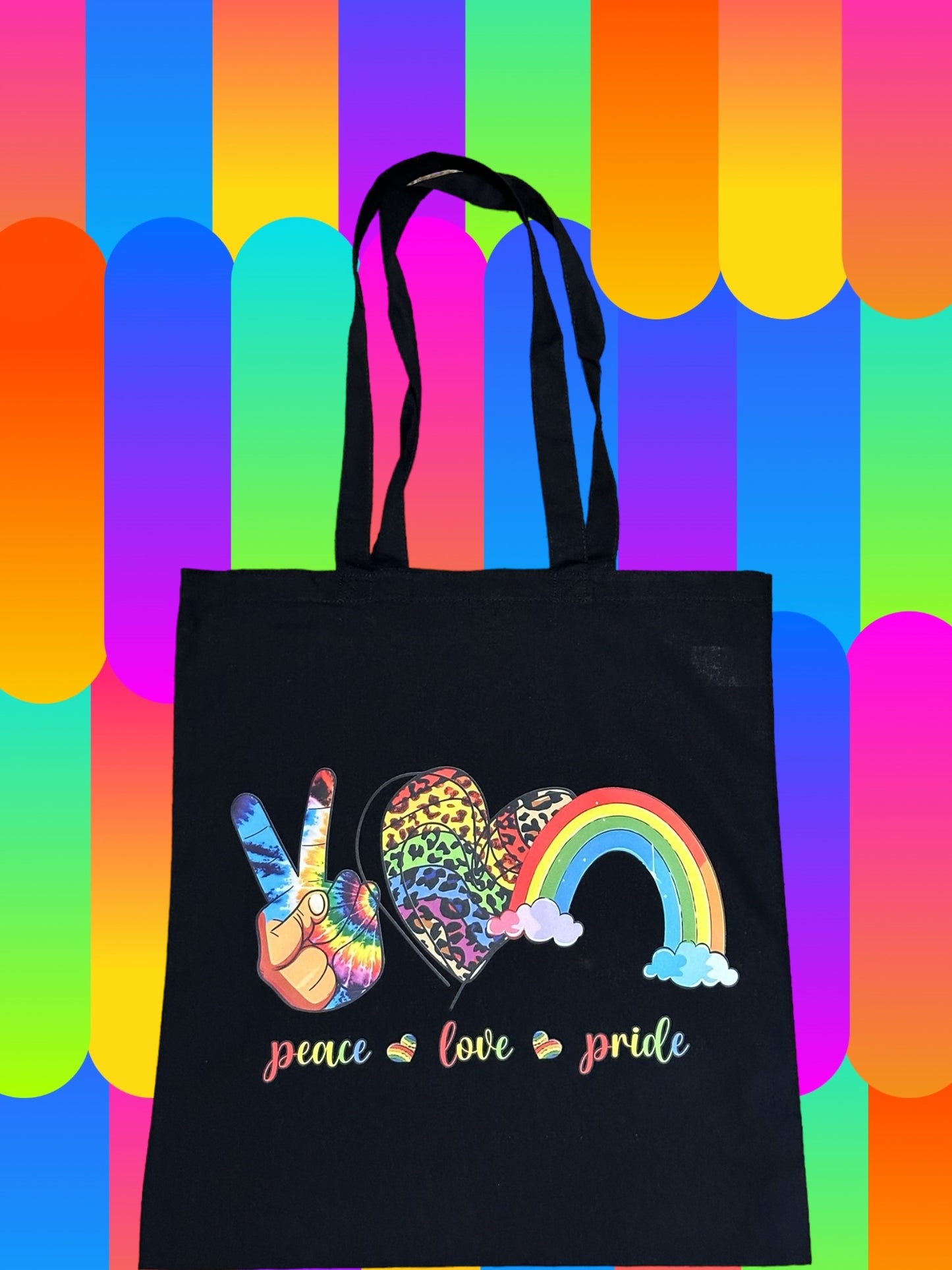 Custom Natural Canvas Shopping Bag - Peace Love Pride